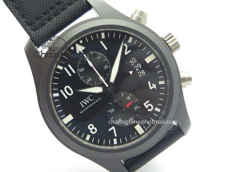 MIROTIME 0218 EasyCare Pilot Chrono IW388001 Real Ceramic ZF 1:1 Best Edition On Black Nylon Strap A 7279
